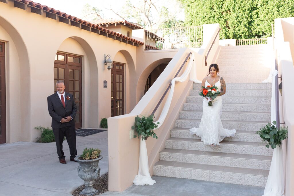 Secret Garden Event Center Bride and Stairs