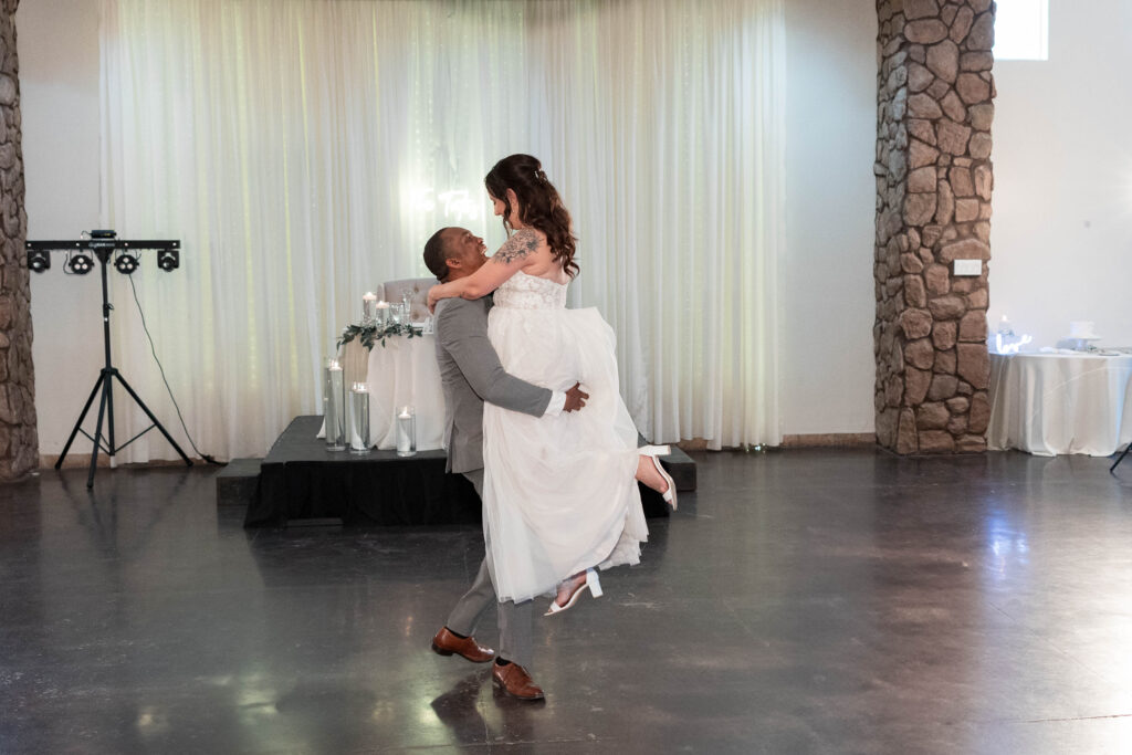 Reception of the bride and groom at Superstition Manor wedding venue in Mesa, Arizona